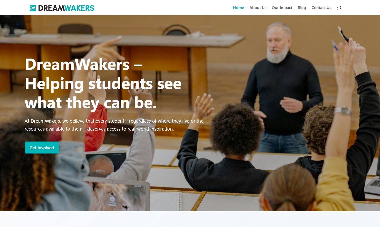 DreamWakers connecting students with career guidance website screenshot